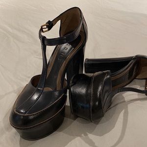 Marni Navy Mary Jane Platform Heels - Size 36